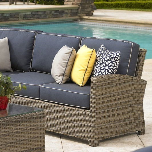 Bainbridge Wicker Right Arm Sectional Love Seat (Spectrum Indigo w/ Spectrum Dove Welt)