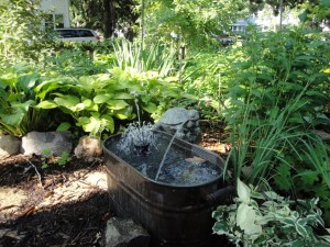 Backyard Landscaping with Water Fountains