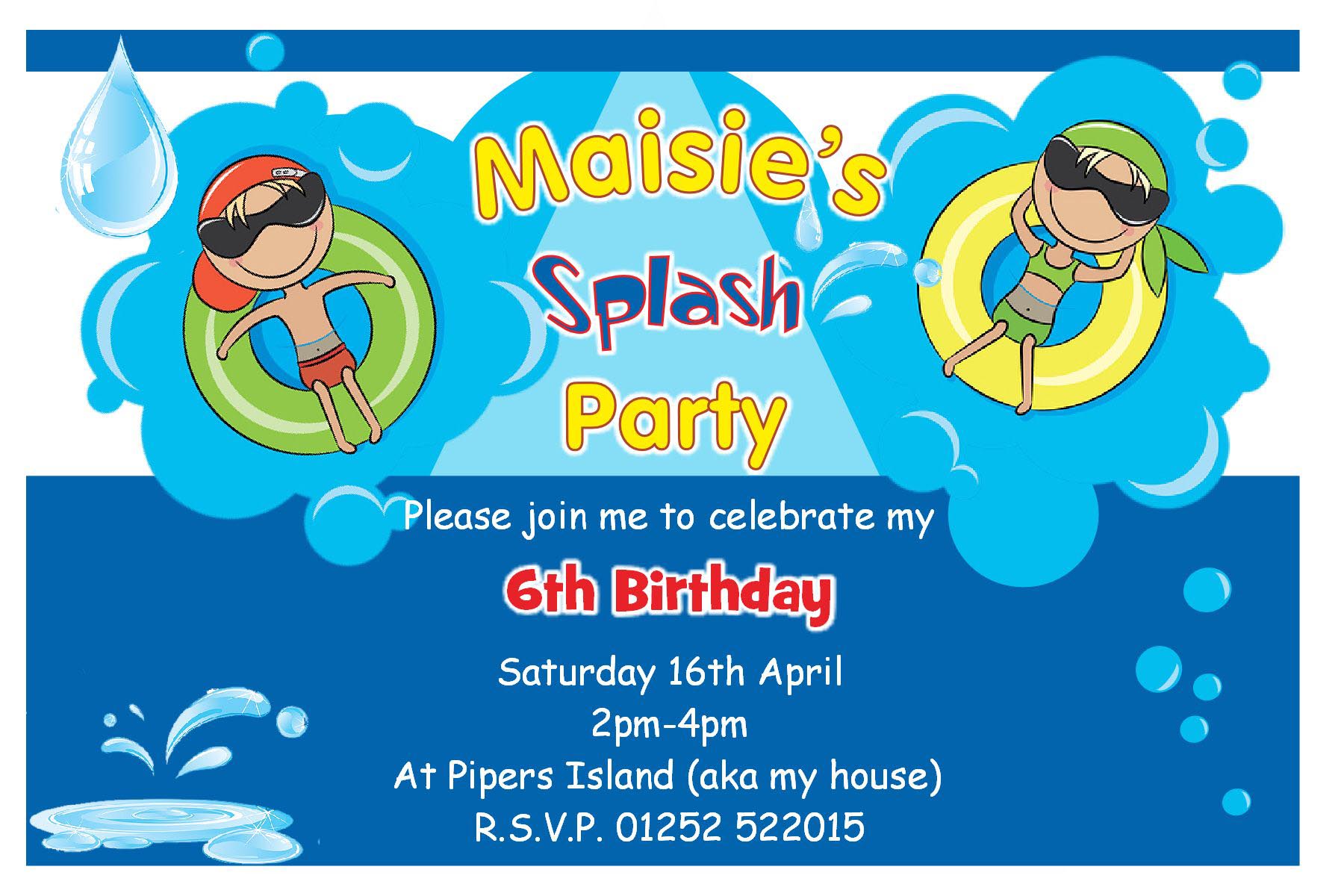 Birthday Pool Party Invitations