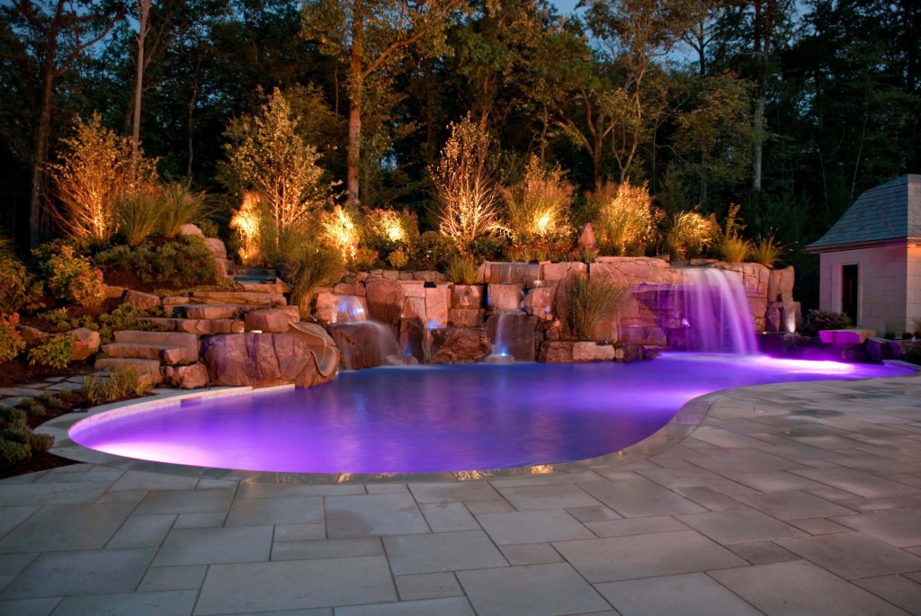 pool waterfall stone